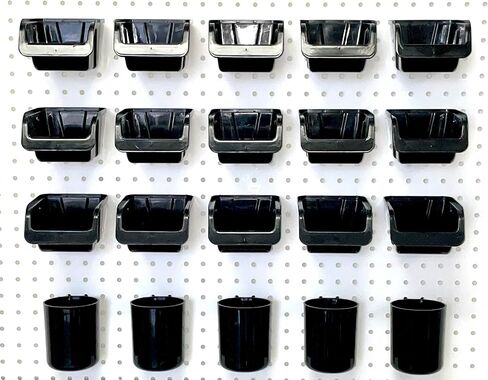 صناديق وأكواب WallPeg Pegboard - 15 صندوقًا مقاس 5 بوصات و5 أكواب مقاس 5 بوصات - خطافات للوحة لوحة التثبيت لتنظيم الأجهزة ترتيب الملحقات منظم أدوات طاولة العمل تخزين المرآب - صنع في الولايات المتحدة الأمريكية- in Kuwait