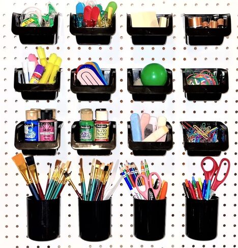 صناديق وأكواب WallPeg Pegboard - 15 صندوقًا مقاس 5 بوصات و5 أكواب مقاس 5 بوصات - خطافات للوحة لوحة التثبيت لتنظيم الأجهزة ترتيب الملحقات منظم أدوات طاولة العمل تخزين المرآب - صنع في الولايات المتحدة الأمريكية- in Kuwait