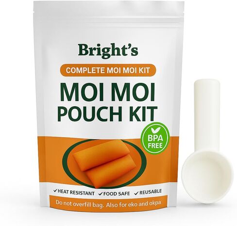 Moi Moi Cooking Pouch with Scoop, (Pack of 100) Reusable Steaming Bags for Nigerian Moi Moi/Moin Moin (Bean Cake) Okpa, Ekuru, and Ofada-Leak-Proof & Food-Safe in Saudi Arabia