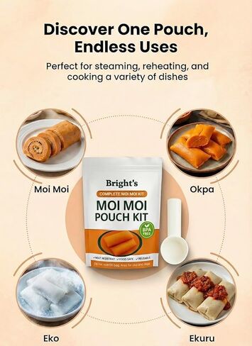 Moi Moi Cooking Pouch with Scoop, (Pack of 100) Reusable Steaming Bags for Nigerian Moi Moi/Moin Moin (Bean Cake) Okpa, Ekuru, and Ofada-Leak-Proof & Food-Safe in Saudi Arabia