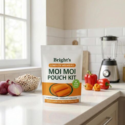 Moi Moi Cooking Pouch with Scoop, (Pack of 100) Reusable Steaming Bags for Nigerian Moi Moi/Moin Moin (Bean Cake) Okpa, Ekuru, and Ofada-Leak-Proof & Food-Safe in Saudi Arabia
