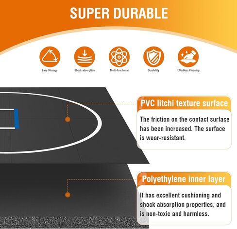 300x300cm Roll-Up Design Wrestling Mat for Home Foldable XPE Jiu Jitsu Floor Exercise Mat Waterproof 1.18in Thick for BJJ MMA Martial Art Boxing Grappling and Judo (Dark Grey 300*300*3CM) in Kuwait