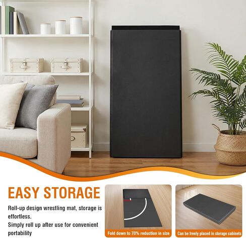 300x300cm Roll-Up Design Wrestling Mat for Home Foldable XPE Jiu Jitsu Floor Exercise Mat Waterproof 1.18in Thick for BJJ MMA Martial Art Boxing Grappling and Judo (Dark Grey 300*300*3CM) in Kuwait