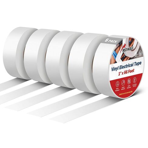 RED WOLF White Electrical Tape 1 in x 66ft 10 Pack, Industrial Grade UL/CSA Listed 7 Mil Thick Flame Retardant High Temp (5) in Saudi Arabia