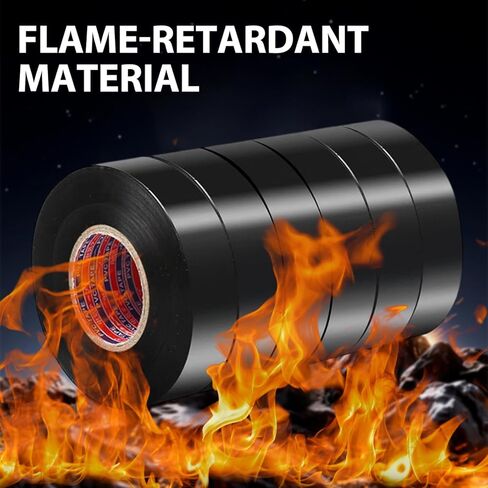 Electrical PVC Tapes Temperature Resistant Heat Black Insulating Tape Self Adhesive Electric Wire Protection Tapes (4Roll) in Saudi Arabia