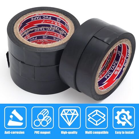 Electrical PVC Tapes Temperature Resistant Heat Black Insulating Tape Self Adhesive Electric Wire Protection Tapes (4Roll) in Saudi Arabia
