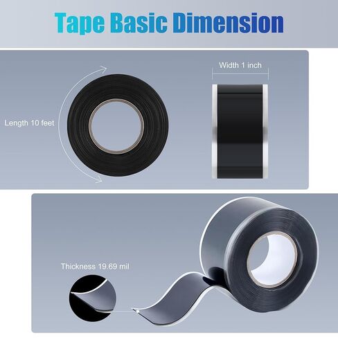 Lichamp Seal Self Fusing Silicone Tape, 1 Inch x 10 Feet x 10 Rolls, Total 100 Feet for Plumbing Leak Repair and Electric Wire Wrapping Tape in Saudi Arabia