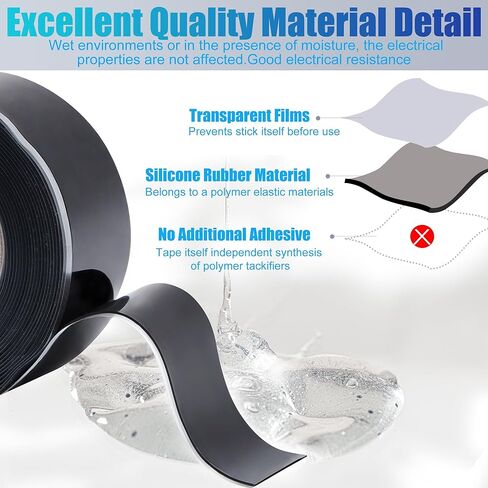 Lichamp Seal Self Fusing Silicone Tape, 1 Inch x 10 Feet x 10 Rolls, Total 100 Feet for Plumbing Leak Repair and Electric Wire Wrapping Tape in Saudi Arabia