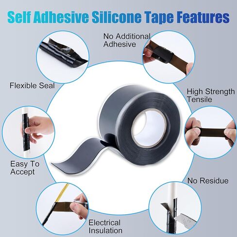 Lichamp Seal Self Fusing Silicone Tape, 1 Inch x 10 Feet x 10 Rolls, Total 100 Feet for Plumbing Leak Repair and Electric Wire Wrapping Tape in Saudi Arabia