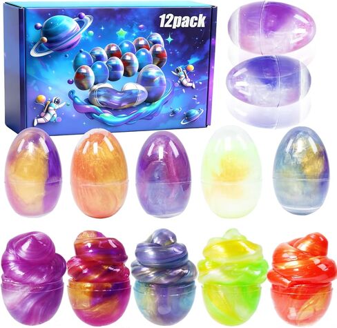 Super Galaxy Slime Kit ، Blue Glitter Slime في مجموعة متنوعة من الأشكال والقوام ، ويشمل سحر النجوم الكوني هدايا Party Slime Kit. in Kuwait