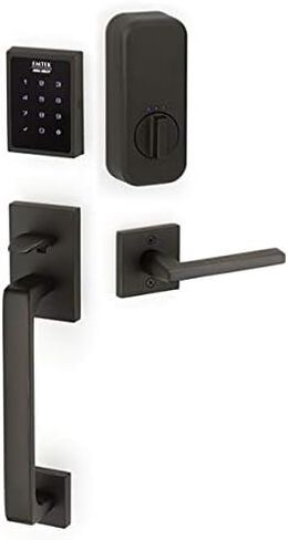 مجموعة الإدخال الذكي للوحة المفاتيح Baden Keypad المزودة بمحرك من EMTEK مع مقبض كريستالي مربع حديث - اختيار من 4 تشطيبات - EMP1103MSCUS10B - برونز مطلي بالزيت (US10B) in Saudi Arabia