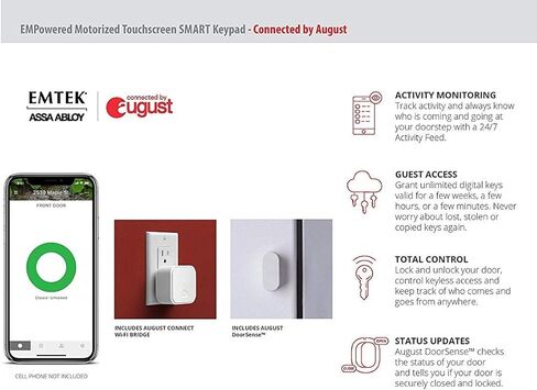 مجموعة الإدخال الذكي للوحة المفاتيح Baden Keypad المزودة بمحرك من EMTEK مع مقبض كريستالي مربع حديث - اختيار من 4 تشطيبات - EMP1103MSCUS10B - برونز مطلي بالزيت (US10B) in Saudi Arabia