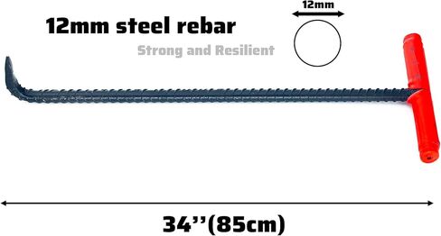 Heavy Duty 34'' (85cm) Long Manhole Hook T Hook Shape Lifting Reaching for Lifting Pulling Moving Manhole Covers, Storm Drains, Septic Tank Lids Door Pointed Head HOOK-PT-85 in Kuwait