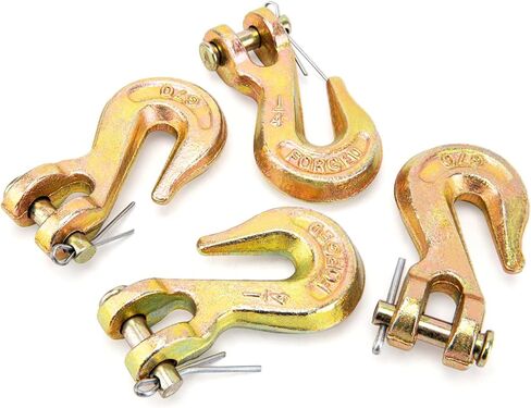 1/4 Chain Hook, Heavy Duty 1/4 Chain Hooks, 3600Lbs Working Load G70 Clevis Grab Hook 1/4 Inch for Trailer Truck Tow Chain Transport -Yellow Chromate Finish (4 Pack) in Kuwait