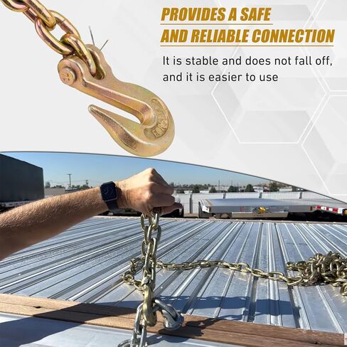 1/4 Chain Hook, Heavy Duty 1/4 Chain Hooks, 3600Lbs Working Load G70 Clevis Grab Hook 1/4 Inch for Trailer Truck Tow Chain Transport -Yellow Chromate Finish (4 Pack) in Kuwait