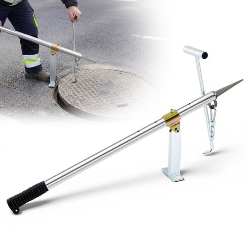 Wesiti 34.5 Inch Manhole Cover Lifter Heavy Duty Stainless Steel Manhole Hook Tool with Leverage Design for Sewer & Storm Drain Covers, Utility Worker Tool, 300 Lbs Pulling Capacity in Saudi Arabia