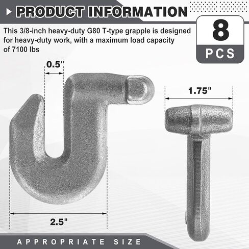 8 Pack 3/8" Heavy Duty G80 T-bar Hooks, Heavy Duty 3/8" T-bar Hooks, 7100 Lbs Wll in Saudi Arabia