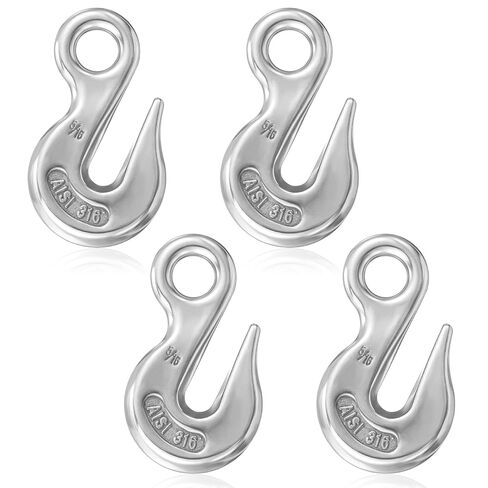 4 Pcs Stainless Steel 316 Eye Chain Grab Hook, 5/16 Inch, Heavy Duty Marine Grade for Truck, Boat, and Heavy Operations, 2000 Pounds Capacity in Kuwait