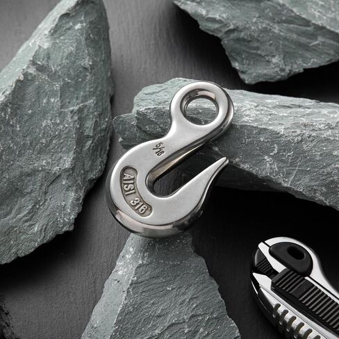 4 Pcs Stainless Steel 316 Eye Chain Grab Hook, 5/16 Inch, Heavy Duty Marine Grade for Truck, Boat, and Heavy Operations, 2000 Pounds Capacity in Kuwait