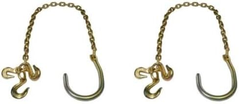 سلسلة محور العلامة التجارية ME مع خطاف J كبير الحجم وخطافات إمساك، خطافات سحب J، 5/16 بوصة × 4 بوصة درجة 70، زوج من الخطافات المنزلقة، ليس للتعافي، خطاف واسع جدًا، طول السلسلة 4 بوصة، خطافات J in Kuwait