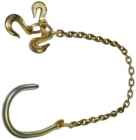 سلسلة محور العلامة التجارية ME مع خطاف J كبير الحجم وخطافات إمساك، خطافات سحب J، 5/16 بوصة × 4 بوصة درجة 70، زوج من الخطافات المنزلقة، ليس للتعافي، خطاف واسع جدًا، طول السلسلة 4 بوصة، خطافات J in Kuwait