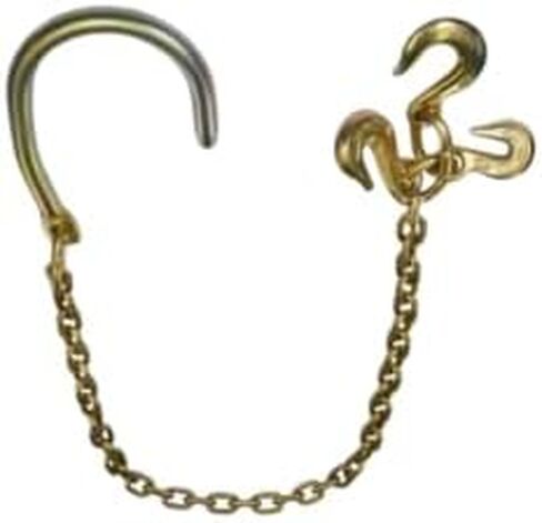 سلسلة محور العلامة التجارية ME مع خطاف J كبير الحجم وخطافات إمساك، خطافات سحب J، 5/16 بوصة × 4 بوصة درجة 70، زوج من الخطافات المنزلقة، ليس للتعافي، خطاف واسع جدًا، طول السلسلة 4 بوصة، خطافات J in Kuwait