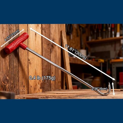 Heavy Duty 12''(30cm) T Shape Lifting Reaching Hook for Lifting Pulling Moving Manhole Covers, Storm Drains, Septic Tank Lids Door Pointed Head, Hand Meat Hook in Kuwait