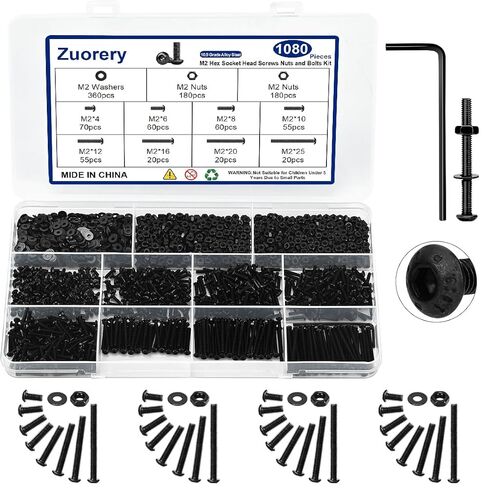 710PCS M3 Screw Assortment Kit, M3x6/8/10/12/16/20/25/30mm M3 Screw Kits, 10.9 Grade Alloy Steel Metric Hex Button Head Cap Screws, Nuts and Flat Washers, Black Zinc Plated Screw Set for 3D Printing in Kuwait