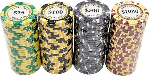 Tournament Bulk Monte Carlo Clay Composite Poker Chips - 13.5-gram Deluxe Casino Quality with Holographic Inlay and Tri-Color Crown Edge Design in Saudi Arabia