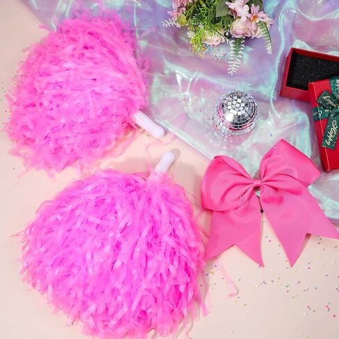3 PCS Cheerleading Pom Poms and Large Cheerleader Hair Bow, 10 Inch Pompoms Cheer,Cheerleader Accessories for Sport Events Dance Party Basketball Football Team in Saudi Arabia