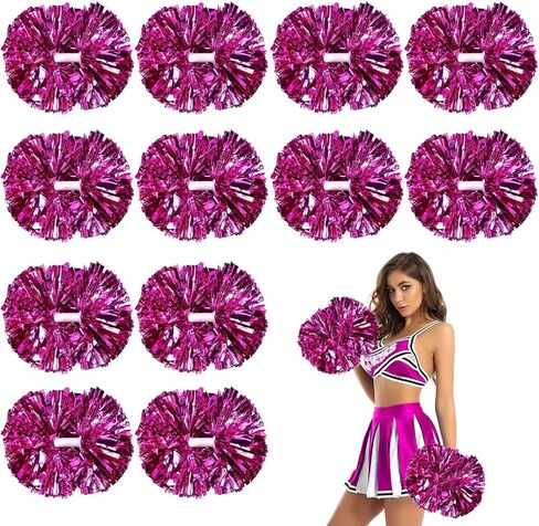 12 قطعة من كرات التشجيع المعدنية، كرات التشجيع مقاس 30.48 سم مع مقبض باتون، كرة زهرة التشجيع لفريق المدرسة، الألعاب الرياضية، كرات التشجيع للأطفال والبالغين in Kuwait