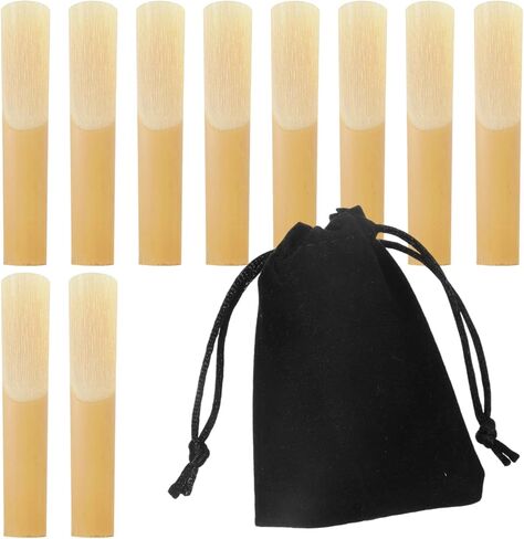10 Packs B Clarinet Reeds 2.5 Strength with Velvet Bag & Plastic Box, Beginner & Student Practice Reeds, Thinner Reed Tip & Unfiled Cut for Clarinet, B Flat Replacement Clarinet Reeds in Kuwait