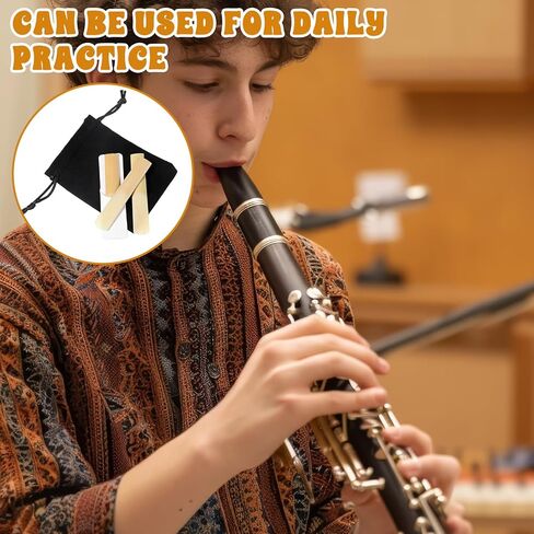 10 Packs B Clarinet Reeds 2.5 Strength with Velvet Bag & Plastic Box, Beginner & Student Practice Reeds, Thinner Reed Tip & Unfiled Cut for Clarinet, B Flat Replacement Clarinet Reeds in Kuwait