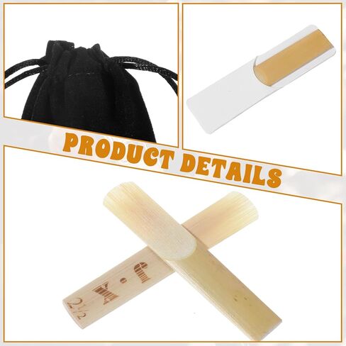 10 Packs B Clarinet Reeds 2.5 Strength with Velvet Bag & Plastic Box, Beginner & Student Practice Reeds, Thinner Reed Tip & Unfiled Cut for Clarinet, B Flat Replacement Clarinet Reeds in Kuwait