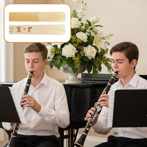 10 Packs B Clarinet Reeds 2.5 Strength with Velvet Bag & Plastic Box, Beginner & Student Practice Reeds, Thinner Reed Tip & Unfiled Cut for Clarinet, B Flat Replacement Clarinet Reeds in Kuwait