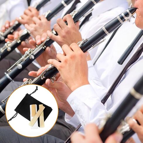 10 Packs B Clarinet Reeds 2.5 Strength with Velvet Bag & Plastic Box, Beginner & Student Practice Reeds, Thinner Reed Tip & Unfiled Cut for Clarinet, B Flat Replacement Clarinet Reeds in Kuwait