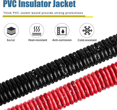 كابل طاقة بطارية 6 Awg - 15FT أحمر + 15FT أسود 6 كابل لحام مرن سلك نحاسي OFC مع موصلات طرفية العروات وأنبوب الانكماش الحراري للسيارات والبطارية والعاكس والقارب والمولد in Kuwait