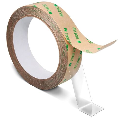 Thin Double Sided Tape Heavy Duty, Clear Adhesive Tape,Removable,Heat Resistant,Waterproof,Sticky Mounting Tape,Strong Two Sided Tape for Scarpbook,Wall,LED Strips,Poster,Craft,0.4 inch *36FT in Kuwait