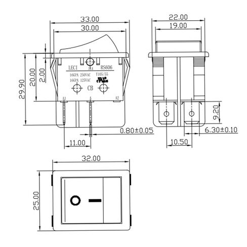 LECI RS606 Rocker Switch 2position 4pin 16A250V T105/55 in Saudi Arabia