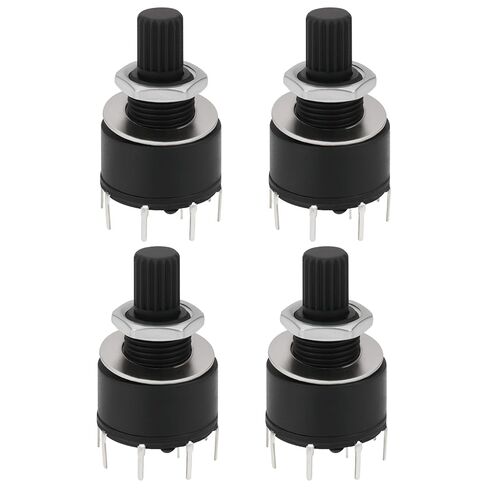 SING F LTD 4pcs 16mm 1 Pole 8 Position Rotary Switch with Washer and Nut Plastic Round Axis Band Switch Handle Length 15mm Black RS16 in Kuwait