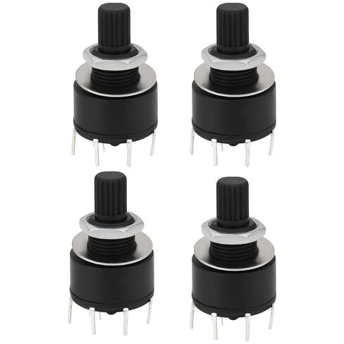 SING F LTD 4 قطع 16 ملم 1 قطب 8 مواضع مفتاح دوار مع غسالة وجوز بلاستيك محور دائري مفتاح شريطي طول المقبض 15 ملم أسود RS16 in Kuwait