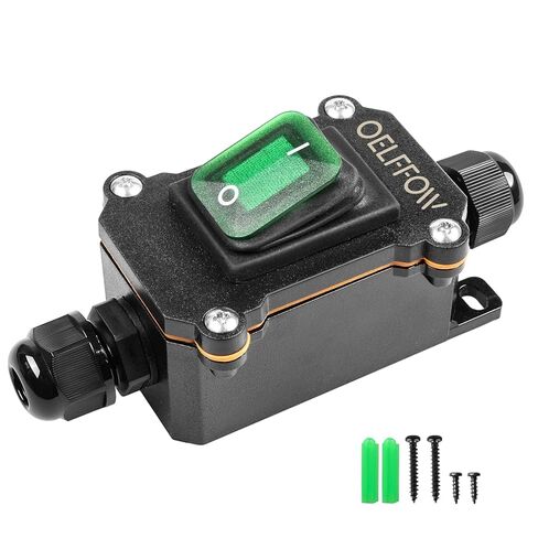 Waterproof Boat Rocker Switch with Green Light, DPST, DC 12V-24V, On Off Rocker Button Inline Cord Switch with Cable Gland in Kuwait
