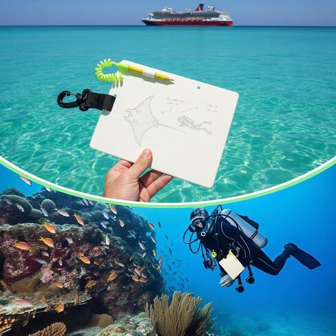 Dive Slate,with Pencil & Clip Luminous | Underwater Communication Writing Board - for Beginner Divers Underwater Snorkeling Cave Lake Training Photography in Saudi Arabia