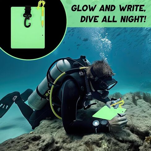 Dive Slate,with Pencil & Clip Luminous | Underwater Communication Writing Board - for Beginner Divers Underwater Snorkeling Cave Lake Training Photography in Saudi Arabia