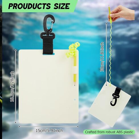 Dive Slate,with Pencil & Clip Luminous | Underwater Communication Writing Board - for Beginner Divers Underwater Snorkeling Cave Lake Training Photography in Saudi Arabia