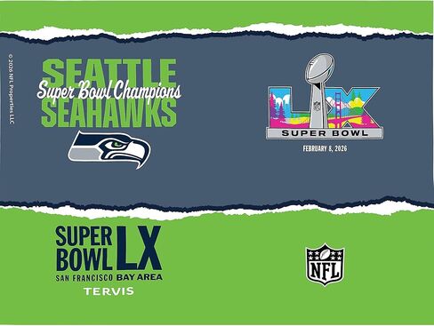 Tervis Classic Tritan 24oz Classic Tumbler with Travel Lid | NFL® Seattle Seahawks - Super Bowl LX Champions | Made in America, BPA/PFAS Free, Keeps Drinks Hot or Cold in Saudi Arabia