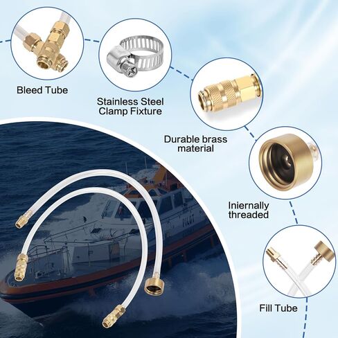 Seastar Hydraulic Steering Bleed Kit -【Leak-Proof & Quick Connection】 Marine Bleeder Tool for Boat Steering Systems，Upgraded Cap Thread for Bottle Has Seal and Prevent Leaks Fluid-Brass in Kuwait