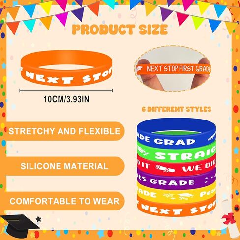 144 PCS 5 هدايا التخرج من الدرجة الخامسة تشمل 36 معصمًا مطاطيًا 36 شارات التخرج 36 تهنئة بطاقة التخرج 36 أكياس أورجانية لصالح الحفلة الخامسة لتوفيرات الحفلات in Kuwait