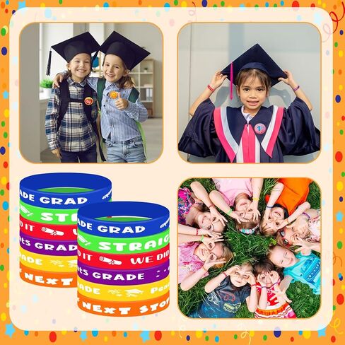 144 PCS 5 هدايا التخرج من الدرجة الخامسة تشمل 36 معصمًا مطاطيًا 36 شارات التخرج 36 تهنئة بطاقة التخرج 36 أكياس أورجانية لصالح الحفلة الخامسة لتوفيرات الحفلات in Kuwait