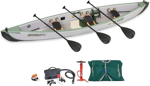 Sea Eagle TC16 قابلة للنفخ 16 بوصة مقاعد ويب زورق زورق زورق سعة زورق عالي الضغط ومضخات وحقيبة ومجاذيف اختيارية للبحيرات والأنهار والخلايا سهلة للنقل والحزم والستو in Kuwait